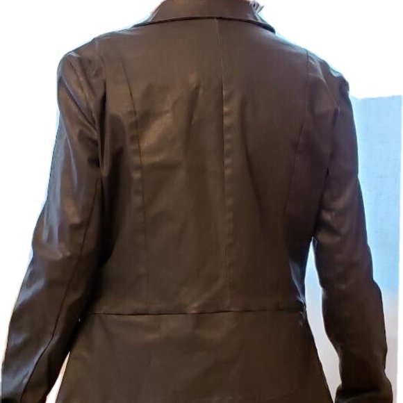 STUDIO B3 BLACK ASSYMETRIC COTTON COATED JACKET, SIZE 44/46 - Picture 3 of 13